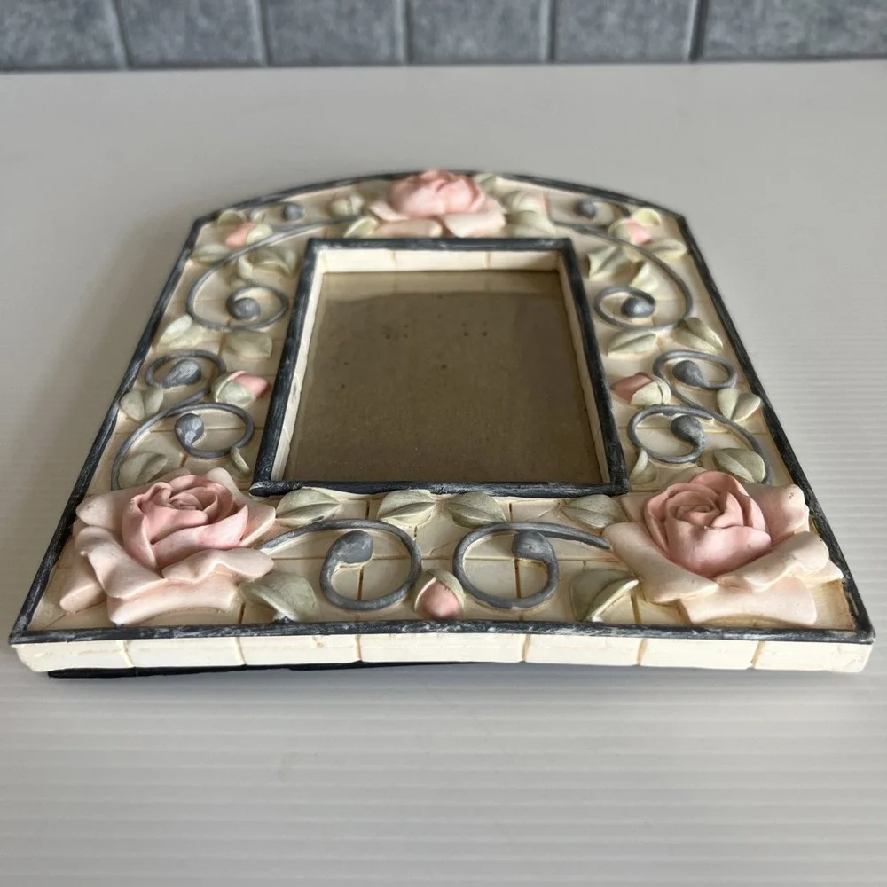 Vintage Shabby Chic Picture Photo Frame Pink Roses Cottagecore
